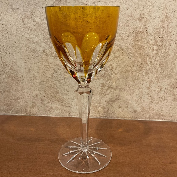 Bohemian Amber Cut to Clear Wine - Picture 2 of 8